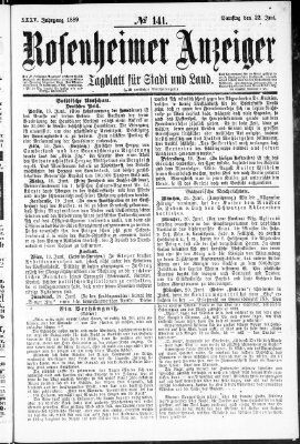 Rosenheimer Anzeiger Samstag 22. Juni 1889