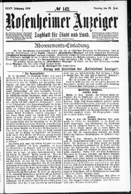 Rosenheimer Anzeiger Sonntag 23. Juni 1889