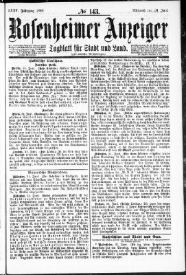 Rosenheimer Anzeiger Mittwoch 26. Juni 1889