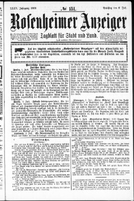 Rosenheimer Anzeiger Samstag 6. Juli 1889