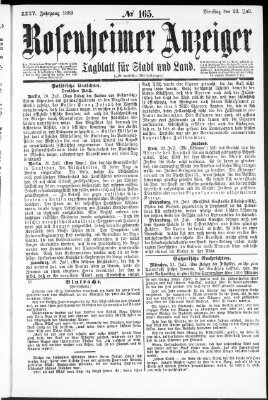 Rosenheimer Anzeiger Dienstag 23. Juli 1889