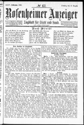 Rosenheimer Anzeiger Dienstag 6. August 1889