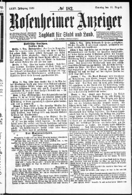 Rosenheimer Anzeiger Sonntag 11. August 1889