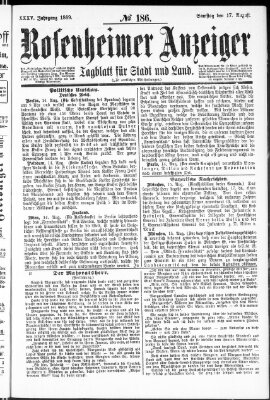 Rosenheimer Anzeiger Samstag 17. August 1889