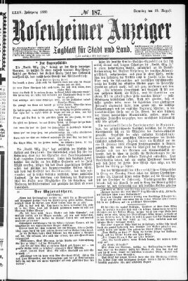 Rosenheimer Anzeiger Sonntag 18. August 1889