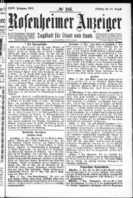 Rosenheimer Anzeiger Dienstag 20. August 1889