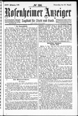 Rosenheimer Anzeiger Donnerstag 22. August 1889