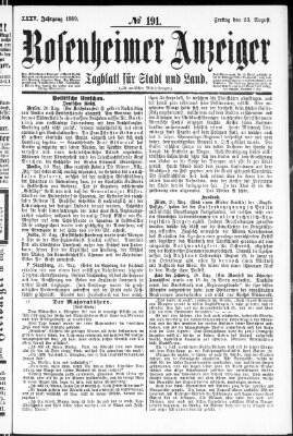 Rosenheimer Anzeiger Freitag 23. August 1889