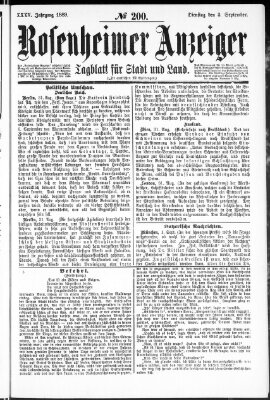 Rosenheimer Anzeiger Dienstag 3. September 1889