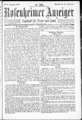 Rosenheimer Anzeiger Mittwoch 11. September 1889