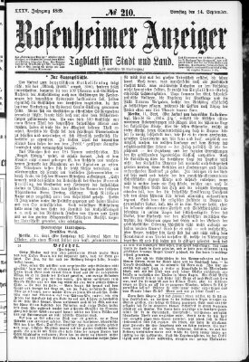 Rosenheimer Anzeiger Samstag 14. September 1889