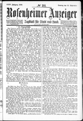 Rosenheimer Anzeiger Sonntag 15. September 1889