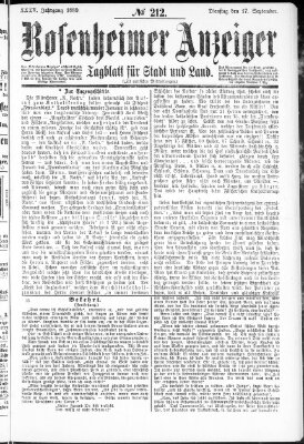 Rosenheimer Anzeiger Dienstag 17. September 1889