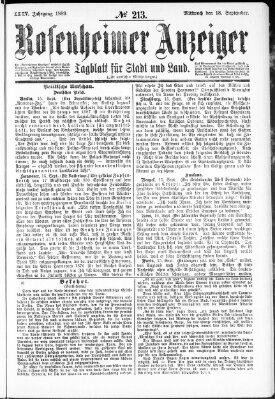 Rosenheimer Anzeiger Mittwoch 18. September 1889