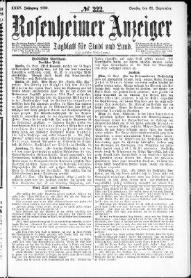 Rosenheimer Anzeiger Samstag 28. September 1889