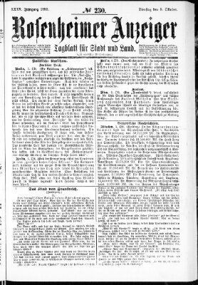 Rosenheimer Anzeiger Dienstag 8. Oktober 1889