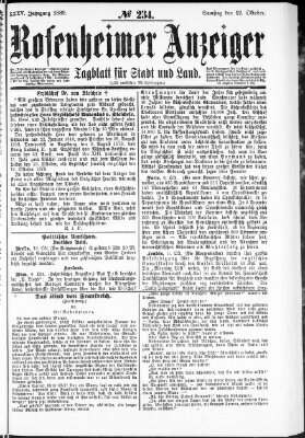 Rosenheimer Anzeiger Samstag 12. Oktober 1889