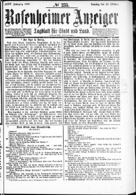 Rosenheimer Anzeiger Sonntag 13. Oktober 1889