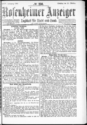 Rosenheimer Anzeiger Dienstag 15. Oktober 1889