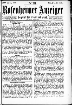 Rosenheimer Anzeiger Mittwoch 16. Oktober 1889