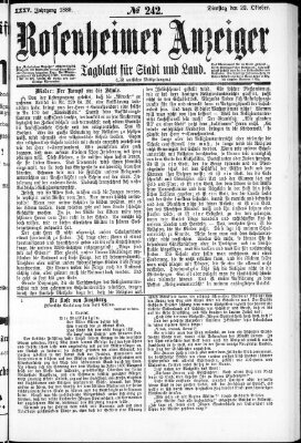 Rosenheimer Anzeiger Dienstag 22. Oktober 1889