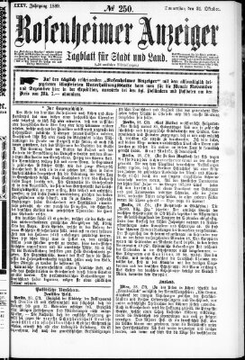 Rosenheimer Anzeiger Donnerstag 31. Oktober 1889