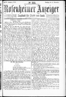 Rosenheimer Anzeiger Dienstag 5. November 1889