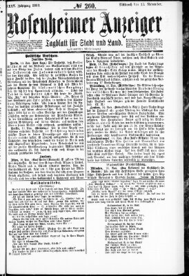 Rosenheimer Anzeiger Mittwoch 13. November 1889