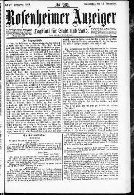 Rosenheimer Anzeiger Donnerstag 14. November 1889