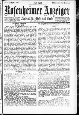 Rosenheimer Anzeiger Mittwoch 20. November 1889