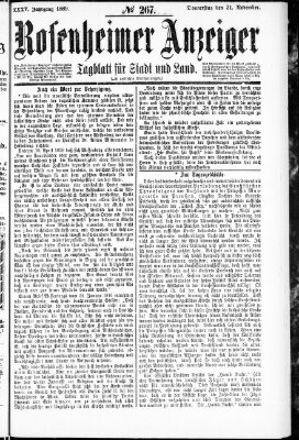 Rosenheimer Anzeiger Donnerstag 21. November 1889