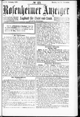 Rosenheimer Anzeiger Dienstag 26. November 1889