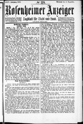 Rosenheimer Anzeiger Mittwoch 4. Dezember 1889