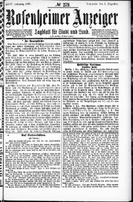 Rosenheimer Anzeiger Donnerstag 5. Dezember 1889