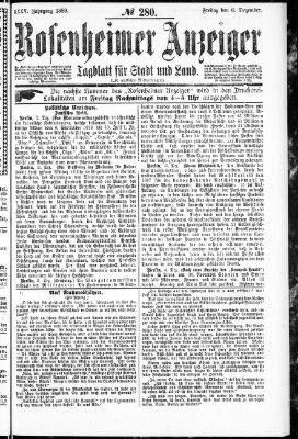 Rosenheimer Anzeiger Freitag 6. Dezember 1889