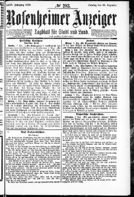 Rosenheimer Anzeiger Dienstag 10. Dezember 1889