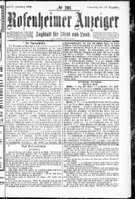 Rosenheimer Anzeiger Donnerstag 19. Dezember 1889