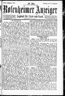 Rosenheimer Anzeiger Sonntag 22. Dezember 1889