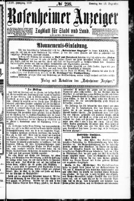 Rosenheimer Anzeiger Sonntag 29. Dezember 1889