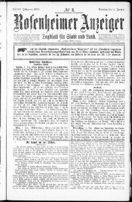 Rosenheimer Anzeiger Samstag 4. Januar 1890