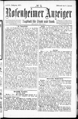 Rosenheimer Anzeiger Mittwoch 8. Januar 1890