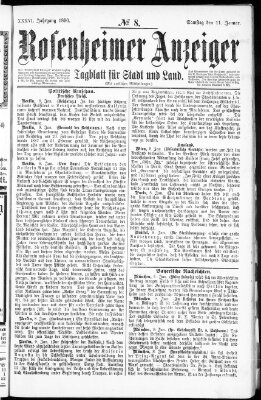 Rosenheimer Anzeiger Samstag 11. Januar 1890