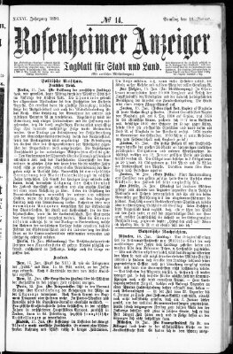 Rosenheimer Anzeiger Samstag 18. Januar 1890