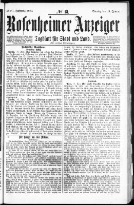 Rosenheimer Anzeiger Sonntag 19. Januar 1890