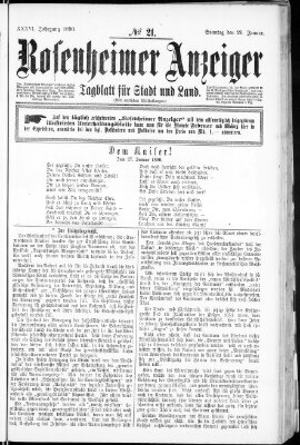 Rosenheimer Anzeiger Sonntag 26. Januar 1890