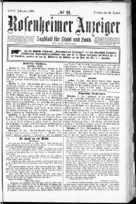 Rosenheimer Anzeiger Dienstag 28. Januar 1890