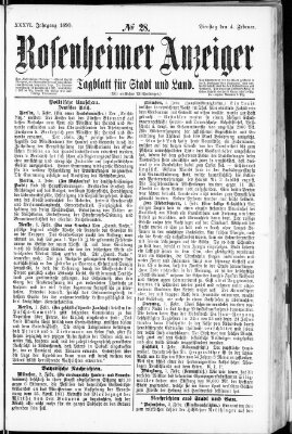 Rosenheimer Anzeiger Dienstag 4. Februar 1890