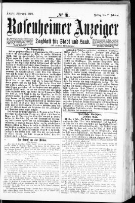 Rosenheimer Anzeiger Freitag 7. Februar 1890