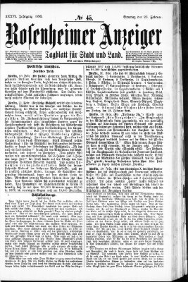 Rosenheimer Anzeiger Sonntag 23. Februar 1890