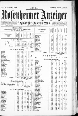 Rosenheimer Anzeiger Mittwoch 26. Februar 1890